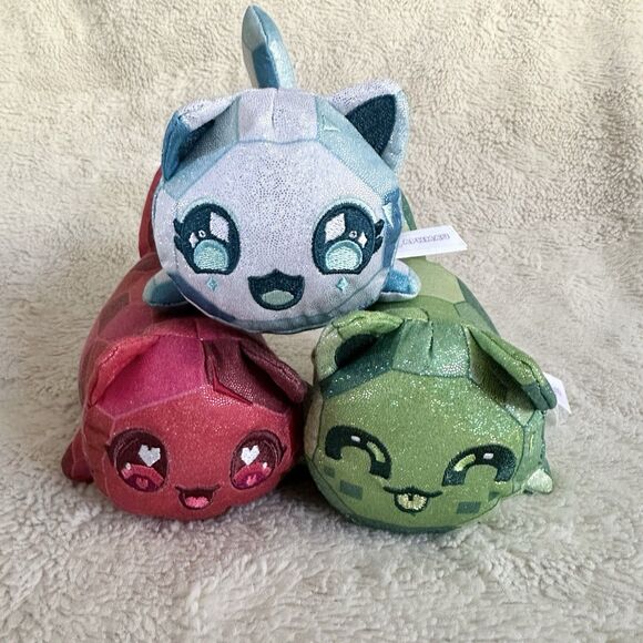 Aphmau Meemeows Lot Of 3 Mystery Gem Plush Ruby Diamond Emerald 7” Toy - Picture 1 of 5